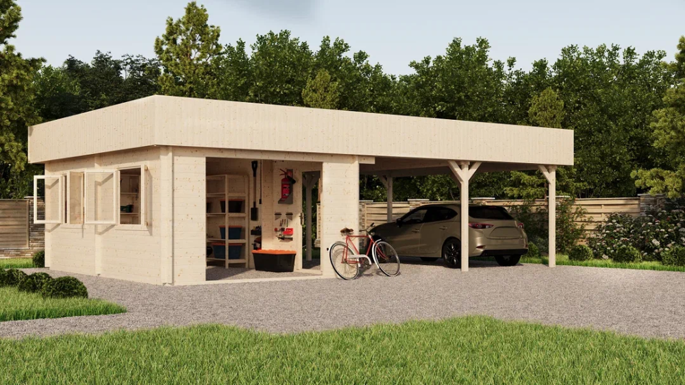 Гараж 52 Дуэт с навесом Стандарт