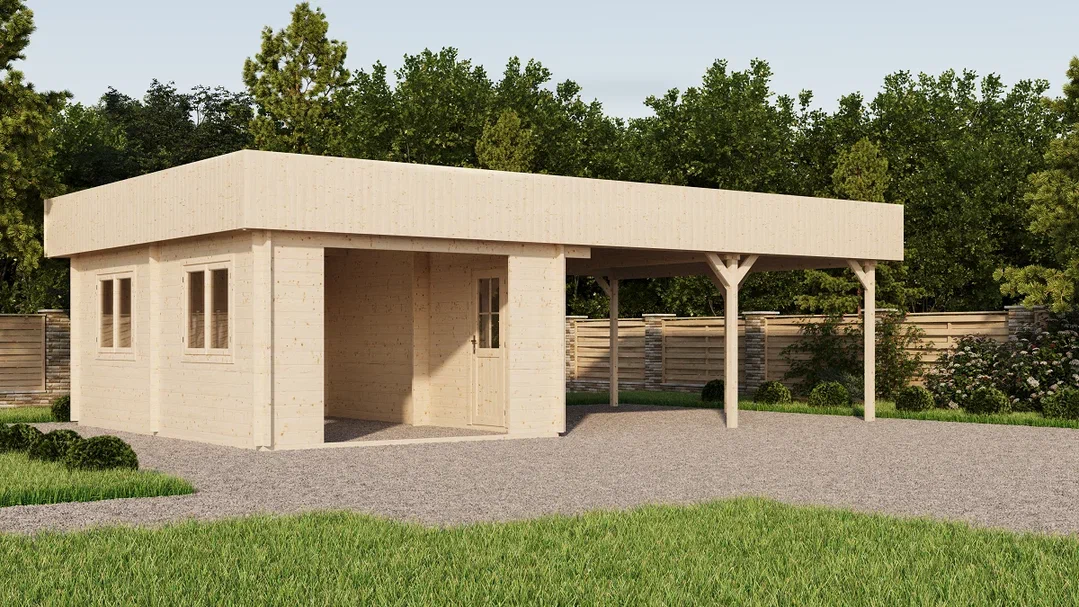 Гараж 52 Дуэт с навесом Стандарт